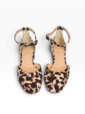CAbi Kiki Leopard Print Ankle Strap Block Heel Pumps